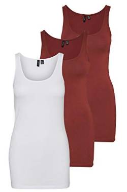 VERO MODA Damen VMMAXI My Soft Long Tank TOP GA 3er Pack 10229554, Bright White/Sable & Sable, L von VERO MODA