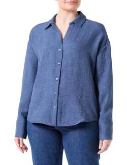 VERO MODA Damen VMMELANEY QUEENY LS Shirt WVN NOOS Hemd, Dark Denim/Detail:Melange, M von VERO MODA