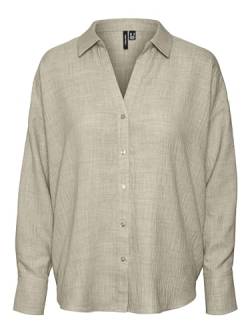 VERO MODA Damen VMMELANEY QUEENY LS Shirt WVN NOOS Hemd, Overcast/Detail:Melange, Large von VERO MODA