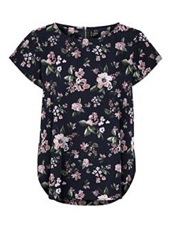 VERO MODA Damen VMSAKI SS Zip TOP AOP WVN GA NOOS Bluse, Navy Blazer/AOP:Big Flower, S von VERO MODA