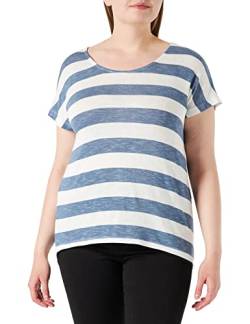 VERO MODA Damen VMWIDE Stripe S/L TOP GA NOOS 10190017, China Blue/Snow White, S von VERO MODA