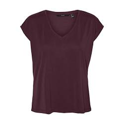 VERO MODA Damen Vmfilli Ss V-neck Tee Ga Noos T-Shirt, Winetasting, S von VERO MODA