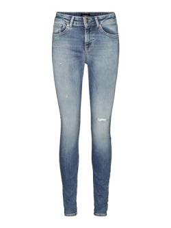 VERO MODA Damen Vmlux Mr Slim Destroy Ri377 Cp Jeans, Medium Blue Denim, S / 32L EU von VERO MODA