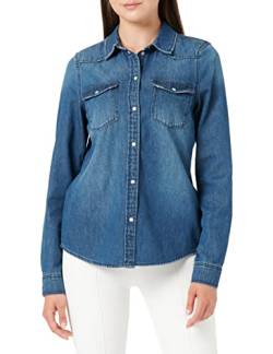 VERO MODA Damen Vmmaria Denim Slim Shirt Mix New Noos Bluse, Medium Blue Denim, S EU von VERO MODA