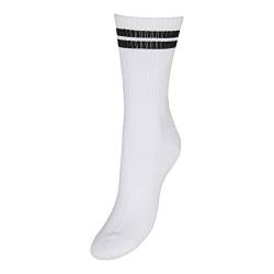 VERO MODA Damen Vmmel Stripe Sporty Noos Socken, Snow White/Stripes:BLACK, Einheitsgröße EU von VERO MODA
