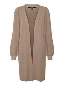 VERO MODA Damen Vmnancy Ls Long Open Coatigan Ga Noos Strickjacke, Silver Mink, XS EU von VERO MODA