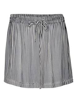 VERO MODA Women's VMBUMPY WVN NOOS Shorts, Snow White/Stripes:India Ink, S von VERO MODA