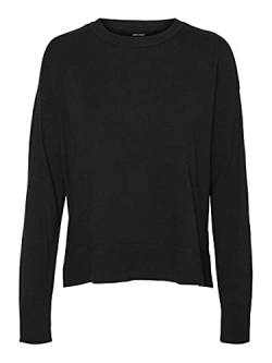 Vero Moda Damen VMKARIS LS O-Neck HIGH/Low Blouse GA Boo Pullover, Black, M von VERO MODA