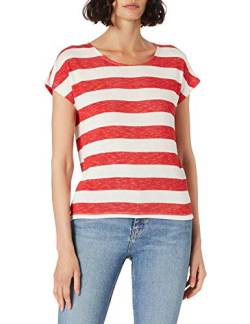 Vero Moda Damen VMWIDE Stripe S/L TOP GA NOOS T-Shirt, Goji Berry/Stripes:Snow White, XS von VERO MODA
