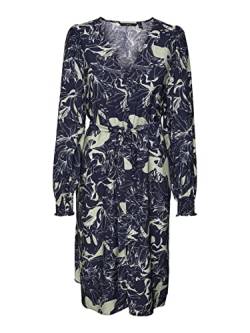 Vero Moda Women's VMABBI NAN LS BLK Shirt Dress WVN Kleid, Navy Blazer/AOP:Abbi, L von VERO MODA