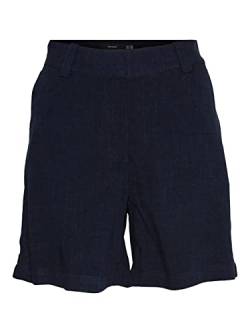 Vero Moda Women's VMHERAVER MR Long Linen Shorts, Navy Blazer, S von VERO MODA