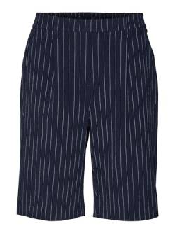 Vero Moda Women's VMMAILIS HR Pinstripe Boo Bermuda Shorts, Navy Blazer/Stripes:Birch, XS von VERO MODA