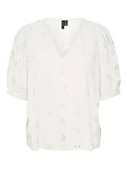 Vero Moda Women's VMMAJA 2/4 V-Neck WVN Top, Snow White, M von VERO MODA