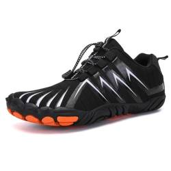 VERROL Barfußschuhe Damen Traillaufschuhe Herren Fitnessschuhe Atmungsakiv Leichte Schnell Trocknend Outdoor Wanderschuhe Trekkingschuhe Schwarz von VERROL