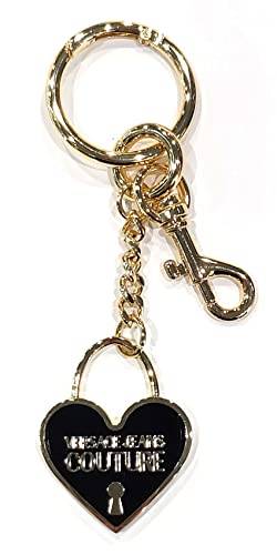 VERSACE JEANS COUTURE Delux Chain Schlüsselanhänger aus Metall – 74VAA8PC1 schwarz mit Karabiner und Spaltring, Schwarz , Einheitsgröße von VERSACE JEANS COUTURE