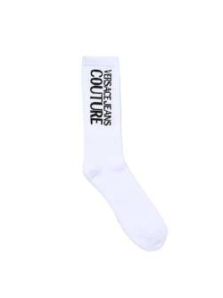 VERSACE Jeans Couture Frotteesocken mit Schriftzug Logo, Weiß, 43 von VERSACE JEANS COUTURE