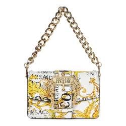 Versace Damen Taschen Weiß Umhängetasche mit gemustertem Logo Couture und Schnalle baroque UNI, Weiß, Ein von VERSACE JEANS COUTURE