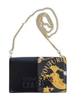 Versace Jeans Couture D Mini Schultergurt aus zwei Materialien Uni, Schwarz Gelb von VERSACE JEANS COUTURE