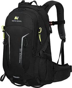 VERTAST Wanderrucksack 40L, Wasserdichter Rucksack mit Regenschutzhülle Leicht Trekkingrucksack Reiserucksack für Wandern Klettern Camping Outdoor Herren Damen, Schwarz von VERTAST