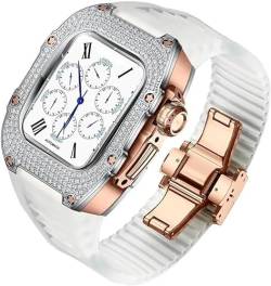 VEVEL Diamant-Titanstahl-Uhrengehäuse, Gummiband, Mod-Kit, für Apple Watch Serie 9, 8, 7, Ersatz, Damenuhrenarmband, Verschluss, für iWatch Serie 40 mm, 41 mm Zubehör, 40 mm, Achat von VEVEL