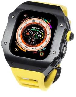 VEVEL Edelstahl-Uhrengehäuse, Gummiband, Mod-Kit, für Apple Watch Serie Ultra 2, 49 mm Ersatz, Herren-Metall-Uhrengehäuse, sportlich, atmungsaktiv, Verschlusszubehör, 49 mm, Achat von VEVEL