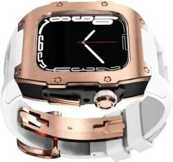 VEVEL Fluorkautschuk-Uhrenarmband, Titan-Uhrengehäuse, Mod-Kit, für Apple Watch Serie 9/8/7/6/5/4/SE, 44 mm, 45 mm, Lünettenarmband, Upgrade-Ersatz, 45 mm, Achat von VEVEL