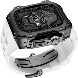 VEVEL Luxuriöses Gummi-Uhrenarmband, 40 mm, 41 mm, für Apple Watch Serie 8, 7, 6, SE, 5, 4, Ersatzzubehör, Metalllünette, Sport-Fluor-Gummiband, Modifikationsset, For Ultra 49mm, Achat von VEVEL