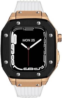 VEVEL Metall-Uhrengehäuse, Silikon-Uhrenarmband, für Apple Watch 8, 7, 6, 5, 4, SE-Serie, Sportarmband, Mod-Kit, für iWatch 44 mm, 45 mm, Ersatzzubehör, Style40, Achat von VEVEL