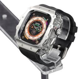 VEVEL Robustes Edelstahl-Uhrenarmband, Mod-Kit, für Apple Watch Serie 9/8/7, 45 mm, Ultra 2, 49 mm, 44 mm, für Herren und Damen, Metallabdeckung, Gummi-Sportuhrarmbänder, für iWatch 49 mm, 45 mm, von VEVEL