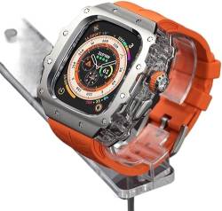 VEVEL Robustes Edelstahl-Uhrenarmband, Mod-Kit, für Apple Watch Serie 9/8/7, 45 mm, Ultra 2, 49 mm, 44 mm, für Herren und Damen, Metallabdeckung, Gummi-Sportuhrarmbänder, für iWatch 49 mm, 49 mm, von VEVEL