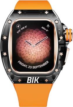 VEVEL Transparentes Kristall-Uhrengehäuse, Gummiband, für Apple Watch Serie Ultra 9, 8, 7, 6, 5, SE, 45 mm, 44 mm, Ersatzarmband, Schmetterlingsverschluss, Mod Kit-Zubehör, 45 mm, Achat von VEVEL