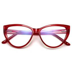 VEVESMUNDO Anti blaulicht Brille UV Schutz Damen Ohne Sehstärke Computerbrille Katzenaugen Große Federscharnier Mode Vintage Anti Müdigkeit Brillenfassung mit Brillenetui von VEVESMUNDO