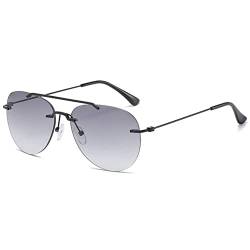 VEVESMUNDO Bifokale Sonnelesebrille Lesebrille Metall Blaulichtfilter Gleitsichtbrille Pilotenbrille Herren Damen Brillen +1.0,+1.5,+2.0,+2.5,+3.0,+3.5(Schwarz&Grau Linsen, 1.5) von VEVESMUNDO