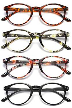 VEVESMUNDO Blaulichtfilter Lesebrille Blumen Vintage Federscharnier Anti Blaulicht Lesehilfe Sehhilfe Blaulichtblockierend Brille für Damen Herren (4 Stück Lesebrillen Set, 4.0) von VEVESMUNDO