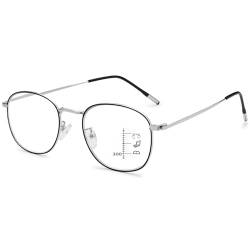 VEVESMUNDO Blaulichtfilter Lesebrille Gleitsichtbrille Multifokale Progressive Metall Anti Blaulicht Herren Damen Lesehilfen Sehhilfe Brillen mit Stärke (1 Stück Schwarz&Silber, 1.0) von VEVESMUNDO