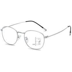 VEVESMUNDO Blaulichtfilter Lesebrille Gleitsichtbrille Multifokale Progressive Metall Anti Blaulicht Herren Damen Lesehilfen Sehhilfe Brillen mit Stärke (1 Stück Silber Gleitsichtlesebrillen, 2.5) von VEVESMUNDO