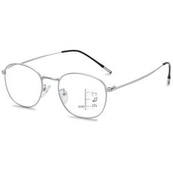 VEVESMUNDO Blaulichtfilter Lesebrille Gleitsichtbrille Multifokale Progressive Metall Anti Blaulicht Herren Damen Lesehilfen Sehhilfe Brillen mit Stärke (1 Stück Silber Gleitsichtlesebrillet, 3.5) von VEVESMUNDO