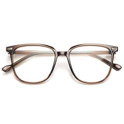 VEVESMUNDO Damen Blaulichtfilter Brillen Ohne Sehstärke Groß Rechteckig Brillenfassungen (Braun) von VEVESMUNDO