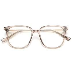 VEVESMUNDO Damen Blaulichtfilter Brillen Ohne Sehstärke Groß Rechteckig Brillenfassungen (Khaki Grau) von VEVESMUNDO