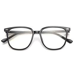 VEVESMUNDO Damen Blaulichtfilter Brillen Ohne Sehstärke Groß Rechteckig Brillenfassungen (Matt Schwarz) von VEVESMUNDO