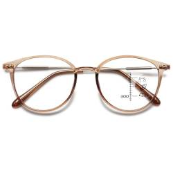 VEVESMUNDO Gleitsichtbrille Lesebrille Multifocus Progressive Blaulichtfilter Sehhilfe Lesehilfe Bifokale Brillen Herren Damen (1 Stück Braun, 2.0) von VEVESMUNDO