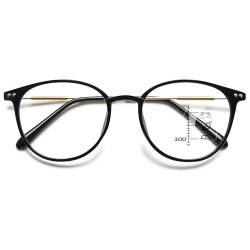 VEVESMUNDO Gleitsichtbrille Lesebrille Multifocus Progressive Blaulichtfilter Sehhilfe Lesehilfe Bifokale Brillen Herren Damen (1 Stück Schwarz, 4.0) von VEVESMUNDO