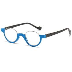 VEVESMUNDO Halbrand Lesebrille Herren Damen Halbmond Federscharnier Klassische Retro Runde Schmal Klar Arbeitsplatzbrille Lesehilfe Sehhilfe Halbbrillen mit sehstärke (1 Stück Blau, 2.5) von VEVESMUNDO