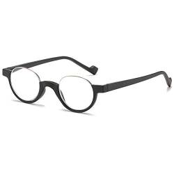 VEVESMUNDO Halbrand Lesebrille Herren Damen Halbmond Federscharnier Klassische Retro Runde Schmal Klar Arbeitsplatzbrille Lesehilfe Sehhilfe Halbbrillen mit sehstärke (1 Stück Schwarz, 2.5) von VEVESMUNDO