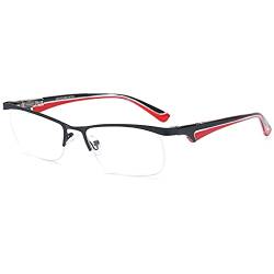 VEVESMUNDO Herren Lesebrillen Damen Metall Halbrahmen Groß Lesehilfe Brillen mit Dioptrien (+1.0, Schwarz und Rot) von VEVESMUNDO