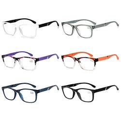 VEVESMUNDO Lesebrille Damen Herren Halbrahmen Federscharnier Vintage Halbbrille Lesehilfe Sehhilfen Brillen mit Stärke 1.0 1.5 2.0 2.5 3.0 3.5 4.0 (6 Stück Lesebrillen, 1.5) von VEVESMUNDO