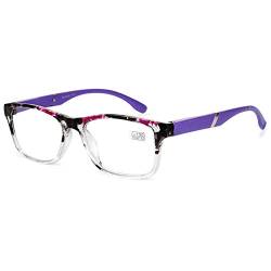 VEVESMUNDO Lesebrille Damen Herren Halbrahmen Federscharnier Vintage Halbbrille Lesehilfe Sehhilfen Brillen mit Stärke 1.0 1.5 2.0 2.5 3.0 3.5 4.0 (Lila, 1.0) von VEVESMUNDO