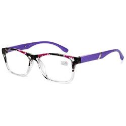 VEVESMUNDO Lesebrille Damen Herren Halbrahmen Federscharnier Vintage Halbbrille Lesehilfe Sehhilfen Brillen mit Stärke 1.0 1.5 2.0 2.5 3.0 3.5 4.0 (Lila, 2.5) von VEVESMUNDO