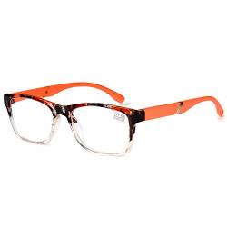 VEVESMUNDO Lesebrille Damen Herren Halbrahmen Federscharnier Vintage Halbbrille Lesehilfe Sehhilfen Brillen mit Stärke 1.0 1.5 2.0 2.5 3.0 3.5 4.0 (Orange, 1.0) von VEVESMUNDO