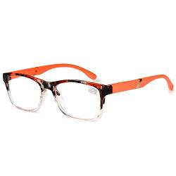 VEVESMUNDO Lesebrille Damen Herren Halbrahmen Federscharnier Vintage Halbbrille Lesehilfe Sehhilfen Brillen mit Stärke 1.0 1.5 2.0 2.5 3.0 3.5 4.0 (Orange, 1.5) von VEVESMUNDO